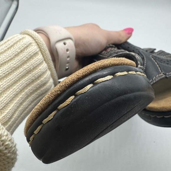 Clarks Bendables Lexi Black Leather Sandal Size Medium Size 11W - Picture 8 of 12